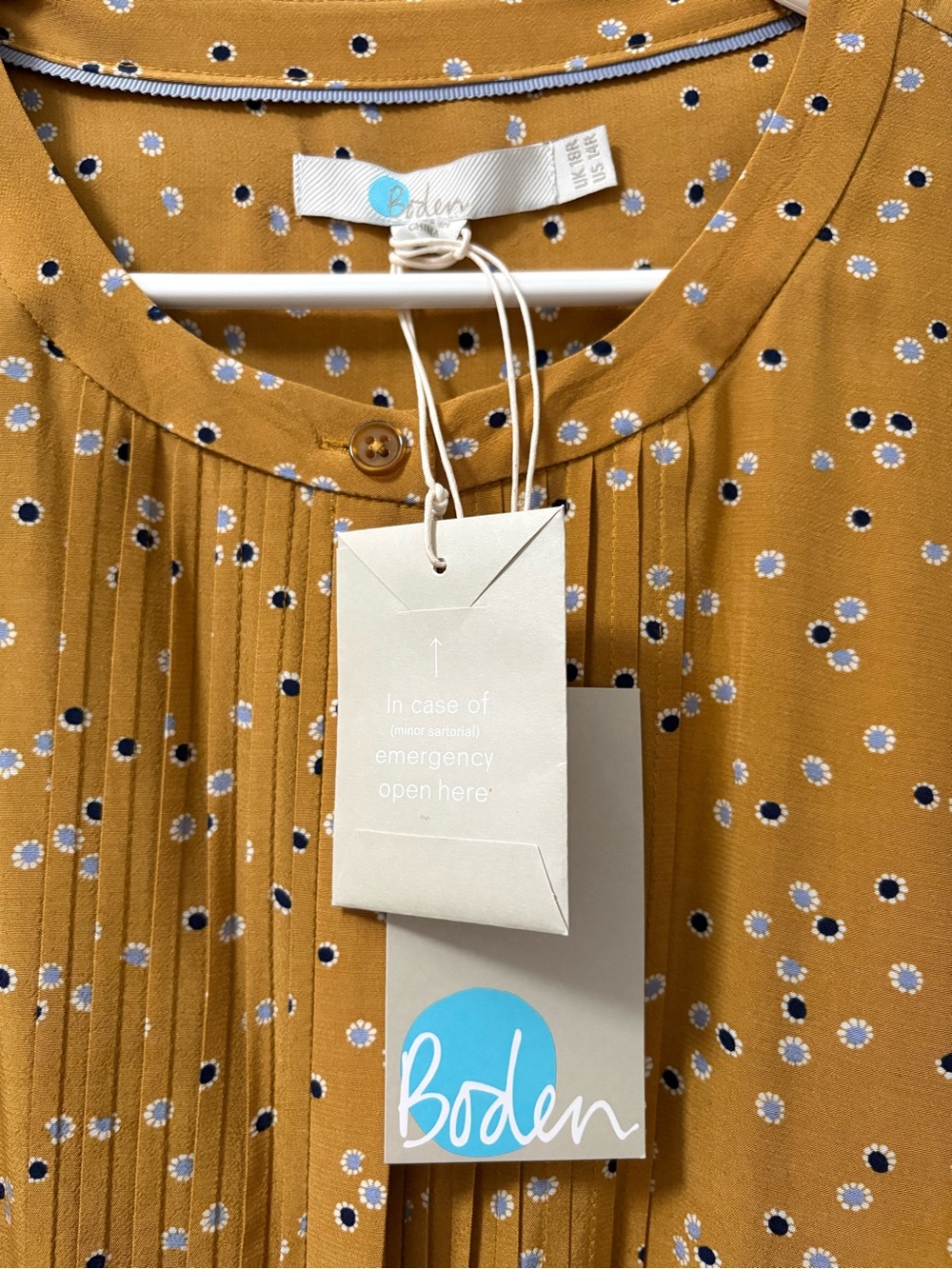 Boden Woman’s Mustard Daisy Print Dress Size 14